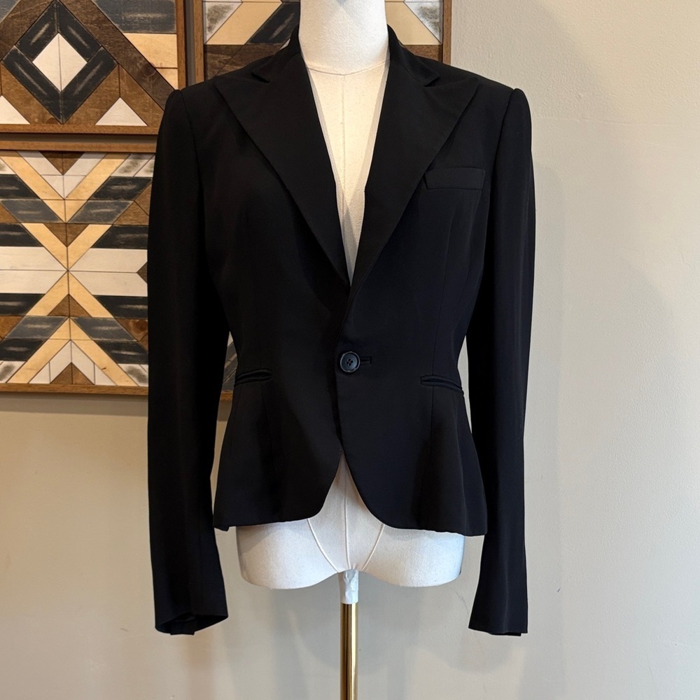 Vintage Ralph Lauren Collection Black Flared Blazer size 6 FLAWED
